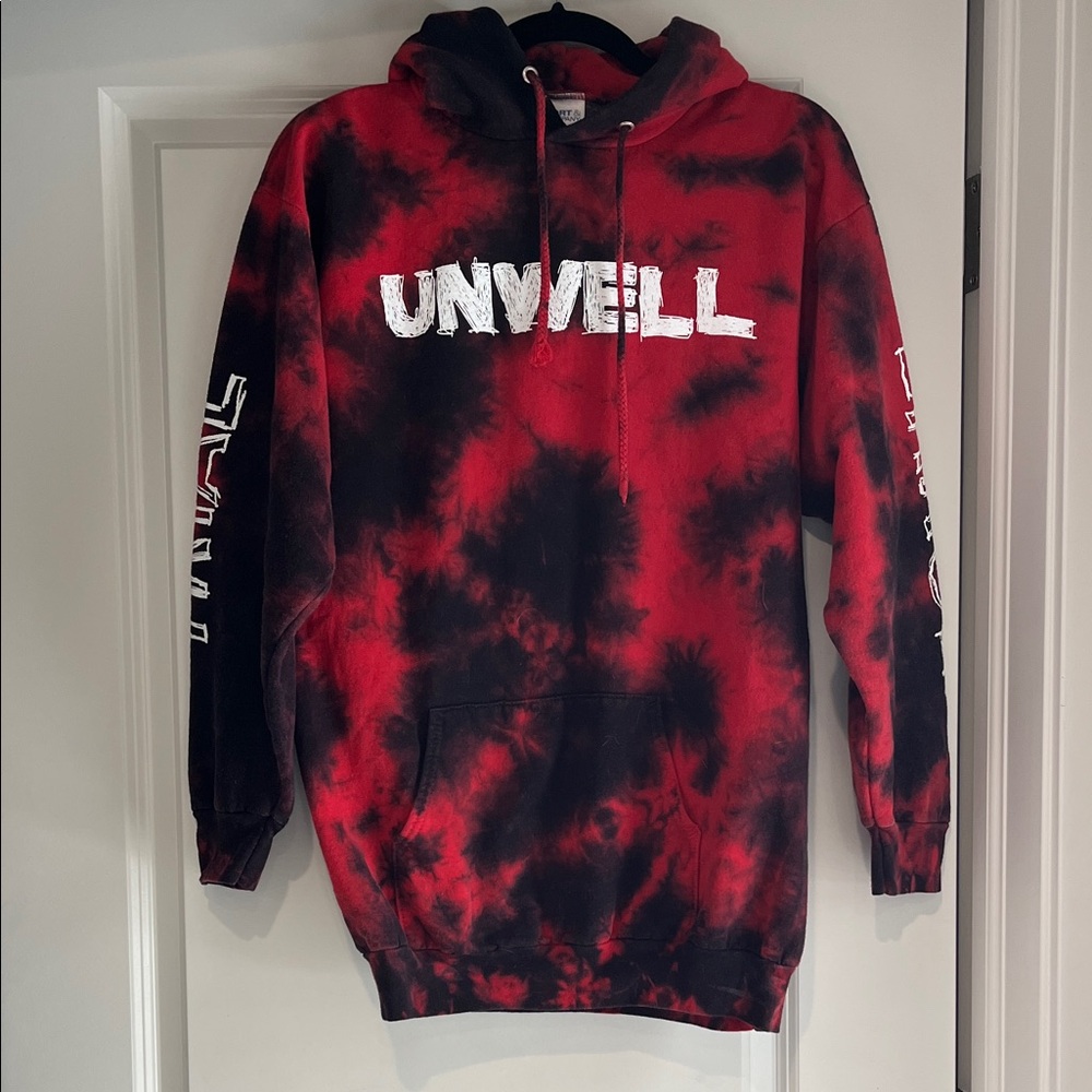 “UNWELL” Band Hoodie - Red and Black Tie-Dye